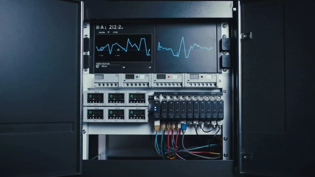 Illustrative industrial control cabinet and operational displays